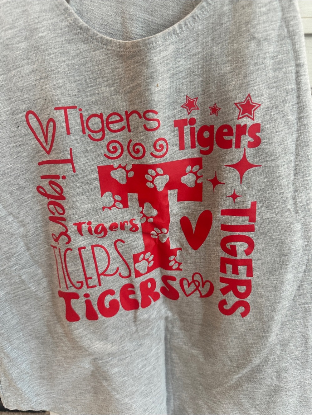 Next Level Apparel Gray Racerback Tank with red Tigers Graphic - Picture 3 of 4